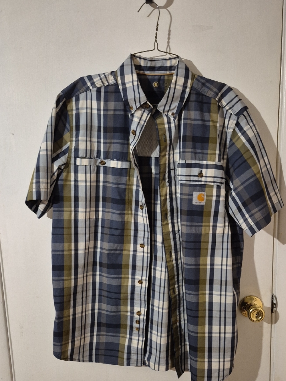 Carhartt Short-Sleeve Plaid Button-Down Shirt - Blue, Green, White